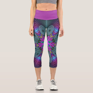 Mandala aus der Mitte heraus, bunte Fraktalkunst m Capri Leggings