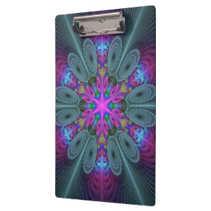 Mandala aus der Mitte heraus farbenfrohe Fraktalku Klemmbrett
