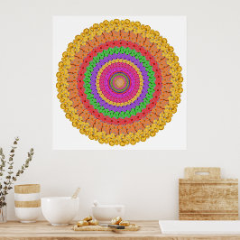Mandala Ball orange-gelb grün - Poster