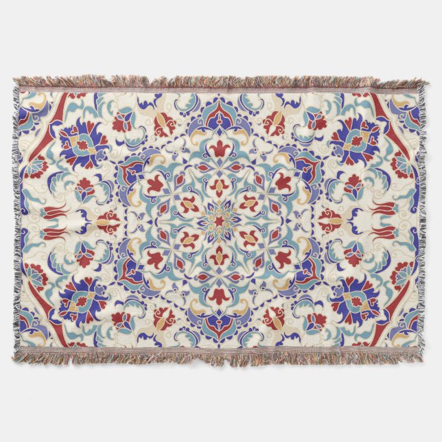 Mandala Beauty: Farbenfrohe Kulturmosaik Decke (Vorderseite)