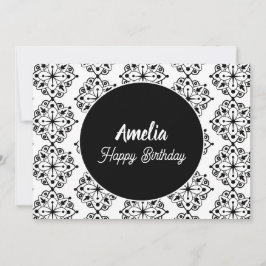Mandala Birthday Party Schwarz-weiß Coloring Feiertagskarte