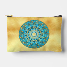 Mandala blau-gold auf weichem goldenen Hintergrund Zubehörtasche