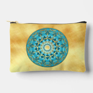 Mandala blau-gold auf weichem goldenen Hintergrund Zubehörtasche