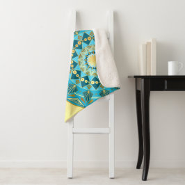 Mandala blau-gold auf weichem goldfarbenem Hinterg Sherpadecke