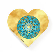 Mandala Blau Gold auf weichem Goldhintergrund