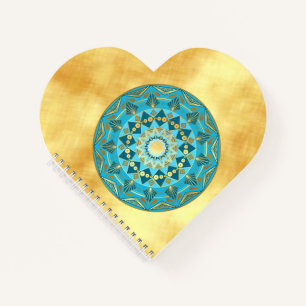 Mandala Blau Gold auf weichem Goldhintergrund Notizbuch