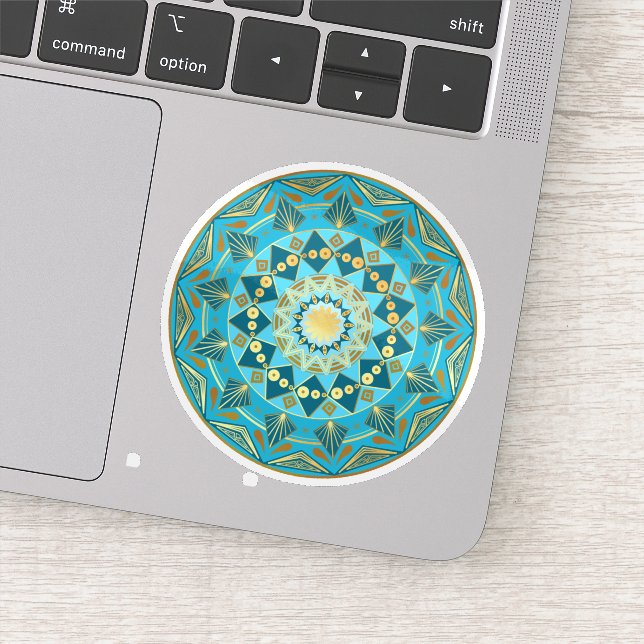 Mandala Blau Gold Aufkleber (Detail)