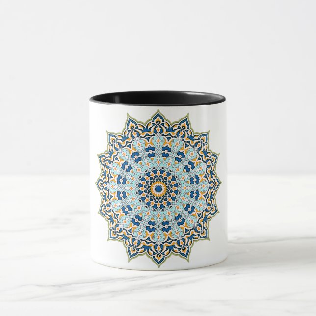 Mandala Blau-Orange-Tasse Tasse (Zentrum)