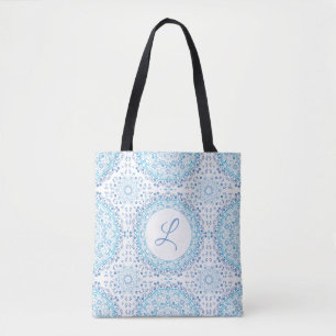 Mandala Blaue Tragetasche Monogramm Tasche