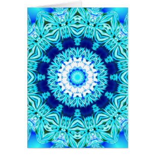 Mandala bleu de dentelle de glace, cyan abstrait