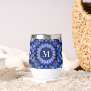 Mandala Blue Lila Pattern Monogram