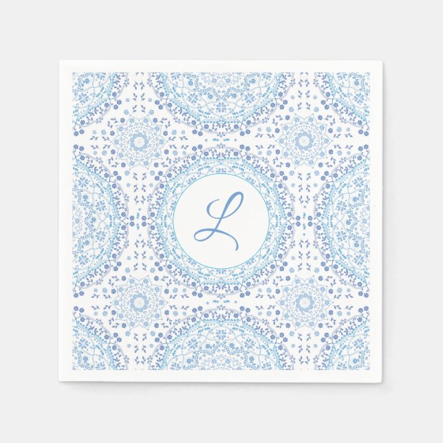 Mandala Blue Paper Napkin Serviette (Vorderseite)