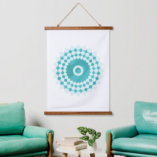 Mandala Blue Sky Muster Wandteppich Mit Holzrahmen (Wohnzimmer)