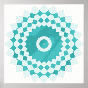 Mandala Blue Turquoise Sky Pattern Poster