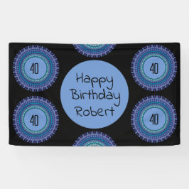 Mandala Blue und Black Individuelle Name Party Banner