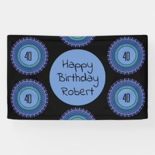Mandala Blue und Black Individuelle Name Party Banner