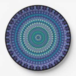 Mandala Blue und Green Party Paper Teller