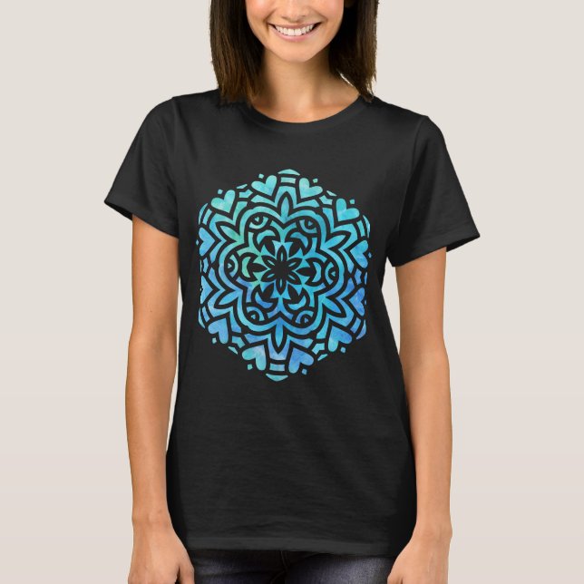 Mandala Blue und Green T-Shirt (Vorderseite)