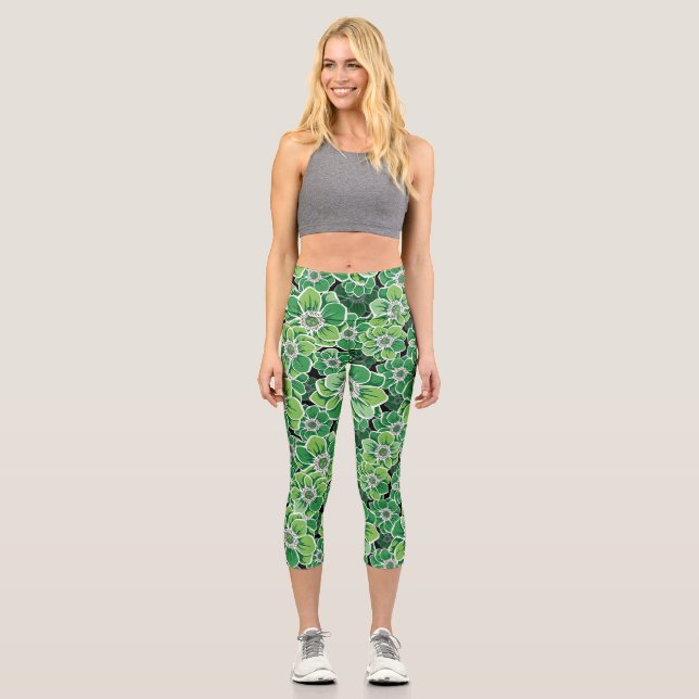 Mandala-Blume 3 Capri Leggings (Vorderseite)