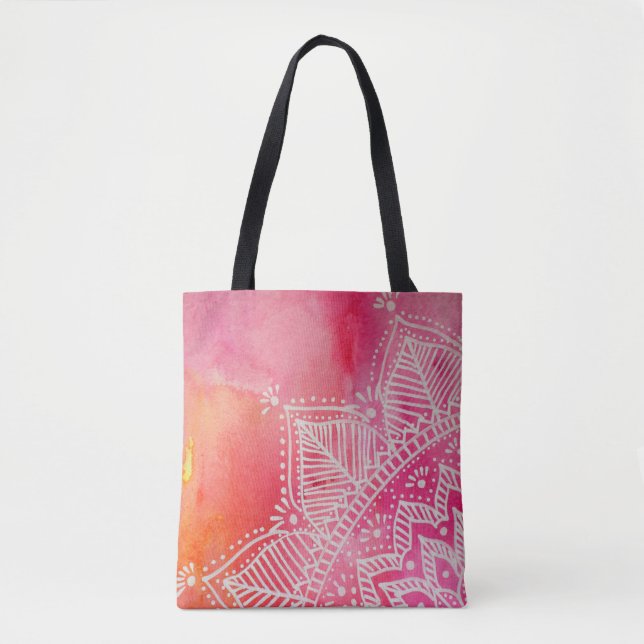 Mandala Blume auf Aquarellfarben - rosa Tasche (Vorderseite)
