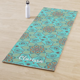Mandala Blume Circle Pattern Ocean Blue Yogamatte