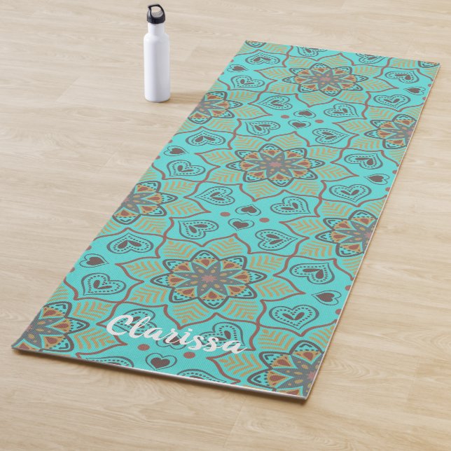 Mandala Blume Circle Pattern Ocean Blue Yogamatte (Beispiel)