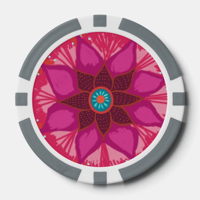Mandala Blume Clay Poker Chips (Vorderseite)