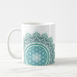 Mandala Blume des Lebens türkis spirituell Kaffeetasse