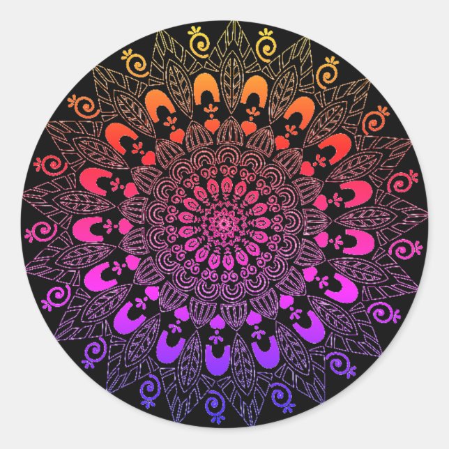 Mandala Blume Design Runder Aufkleber (Vorderseite)