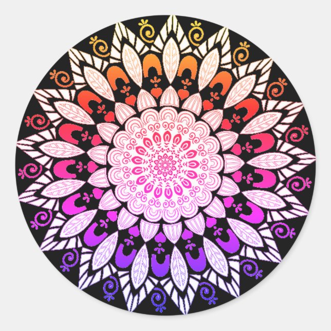 Mandala Blume Design Runder Aufkleber (Vorderseite)