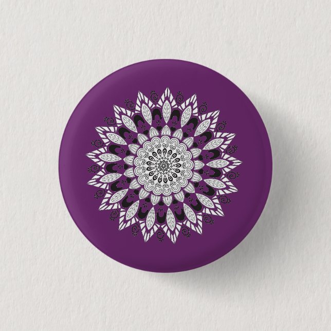 Mandala Blume Design Throw Kissen Button (Vorderseite)
