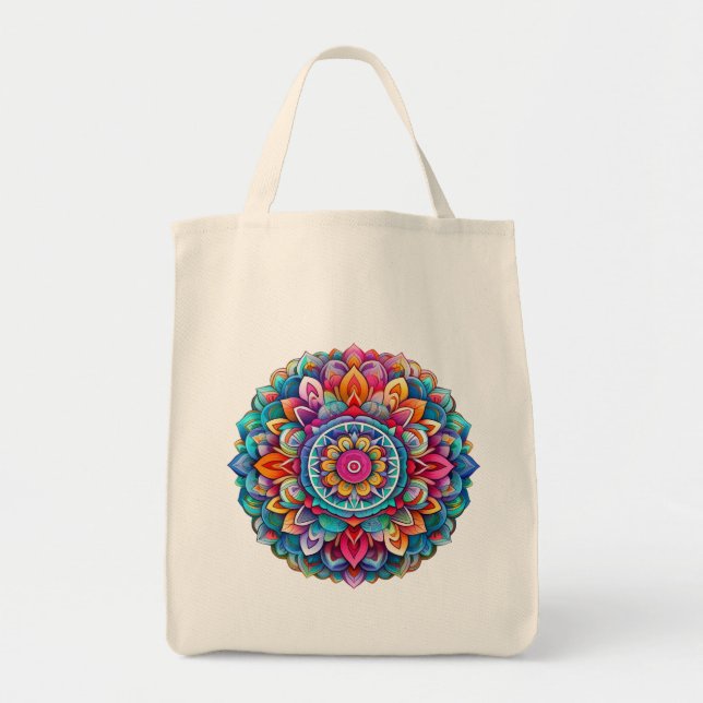 Mandala / Blume Design Tragetasche (Vorne)