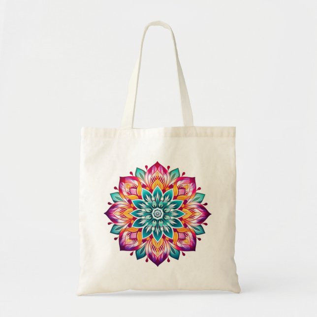 Mandala / Blume Design Tragetasche (Vorne)