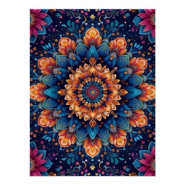 Mandala Blume Digital Art Style-23907 Poster (Vorderseite)
