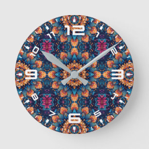 Mandala Blume Digital Art Style-23907 Runde Wanduhr