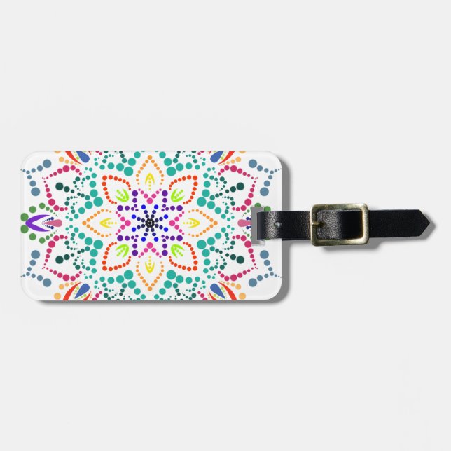 Mandala Blume Gepäckanhänger (Vorderseite horizontal)