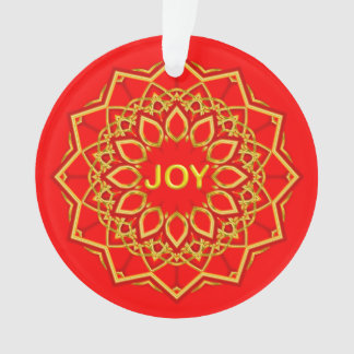 Mandala-Blume Gold Frei-Text auf Rot Ornament