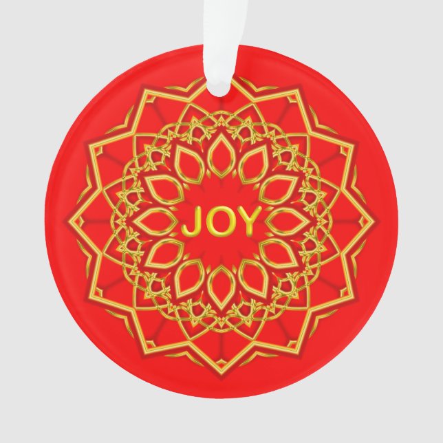 Mandala-Blume Gold Frei-Text auf Rot Ornament (Vorderseite)