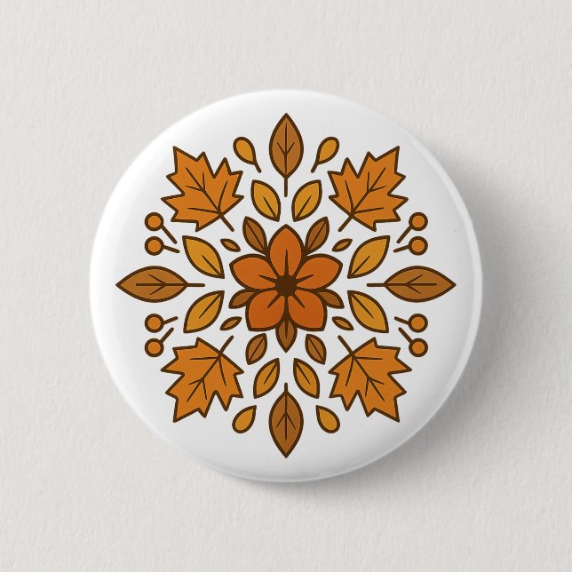 Mandala Blume Herbst Button (Vorderseite)