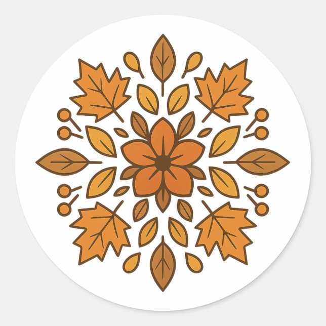 Mandala Blume Herbst Runder Aufkleber (Vorderseite)