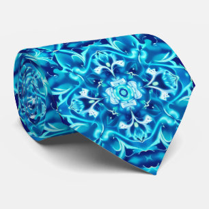 Mandala-Blume in den Farbtönen von Indigoblau Krawatte