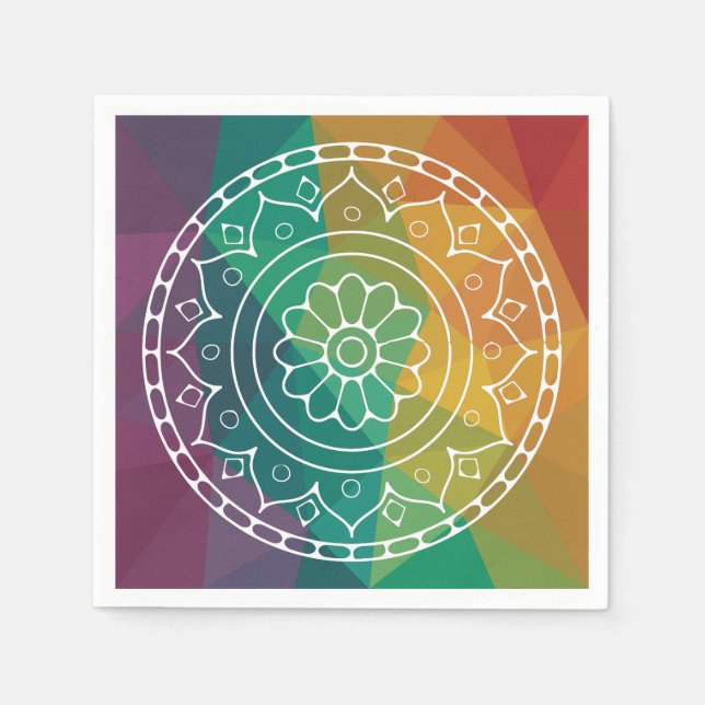 Mandala Blume India Regenbogen boho farbenfrohe Ge Serviette (Vorderseite)