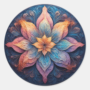 Mandala-Blume Lebendiges Spirituelles Florales Boh Runder Aufkleber