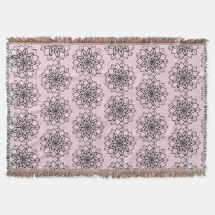 Mandala Blume Line Art Throw Blanket Decke