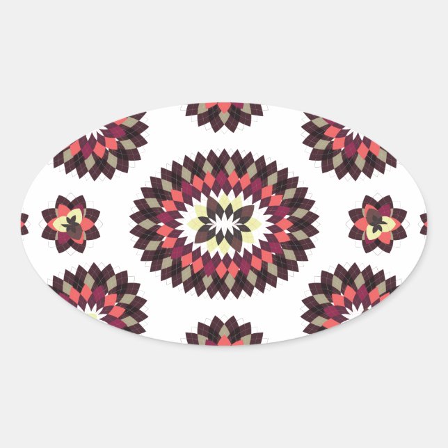 Mandala Blume Pattern Ovaler Aufkleber (Vorderseite)