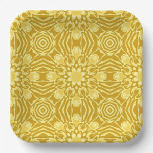 Mandala Blume Pattern - Senf Gold und Gelb Pappteller