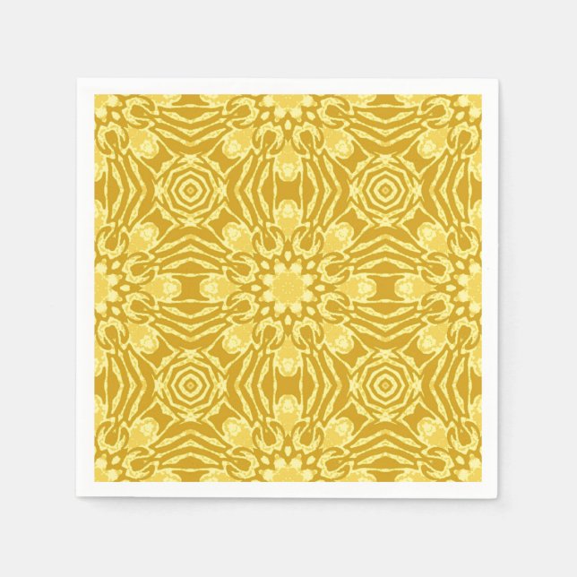 Mandala Blume Pattern - Senf Gold und Gelb Serviette (Vorderseite)
