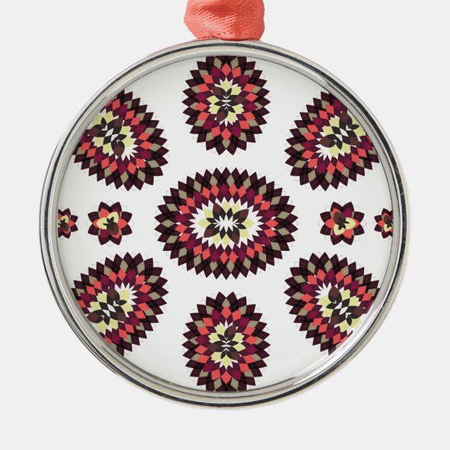 Mandala Blume Pattern Silbernes Ornament (Vorne)