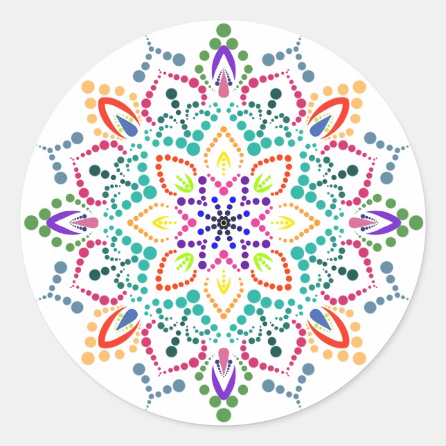 Mandala Blume Runder Aufkleber (Vorderseite)