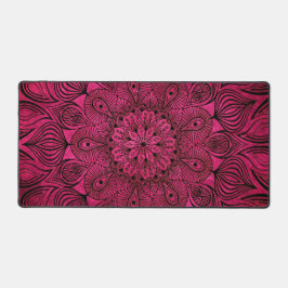Mandala Blume Zen Coole, lebendige, heiße Rosa Schreibtischunterlage
